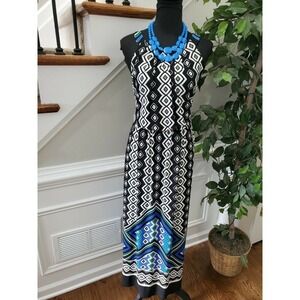 Enfocus Strudio Women Black & White Round Neck Sleeveless Long Maxi Dress Size 8